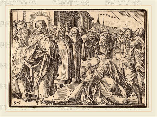 Christoph Murer, The Paralytic Healed by Christ Picks up His Pallet, Swiss, 1558-1614, woodcut on laid paper