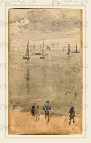 James McNeill Whistler, Violet [Note?]The Return of the Fishing Boats, American, 1834-1903, c. 1885, watercolor on paperboard