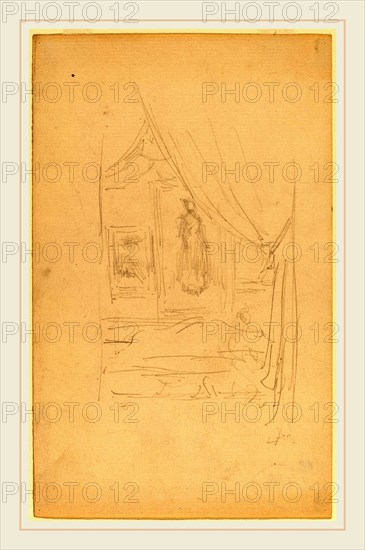 James McNeill Whistler, Sketch of Mrs. Godwin's Portrait when hung at the Society of British Artists, American, 1834-1903, 1886-1887, graphite on laid paper
