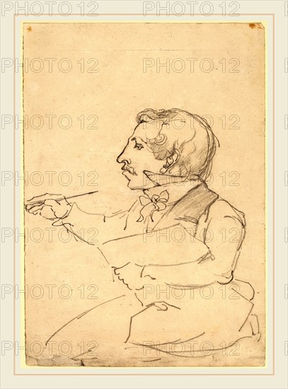 Emanuel Gottlieb Leutze, Eastman Johnson Sketching, American, 1816-1868, c. 1849-1851, graphite and touches of black chalk on wove paper