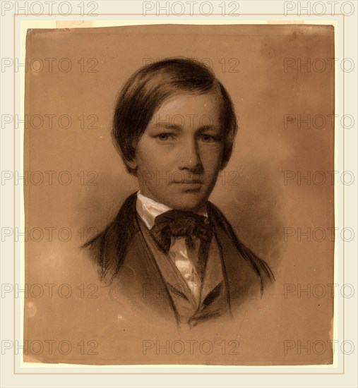 Eastman Johnson, Portrait of a Young Man, American, 1824-1906, black and white chalk