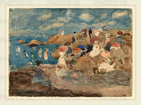 Maurice Brazil Prendergast, Revere Beach, American, 1858-1924, c. 1896, watercolor