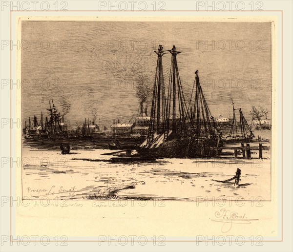 Prosper Louis Senat, Winter Quarters-Cape Ann, American, 1852-1925, 1886, etching in black on imitation Japan paper