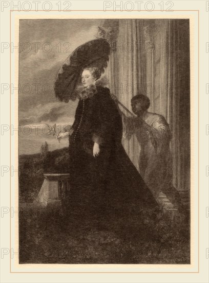 Timothy Cole after Sir Anthony van Dyck, Marchesa Elena Grimaldi, Wife of Marchese Nicola Cattaneo, American, 1852-1931, 1910 (published 1911), wood engraving on japan paper