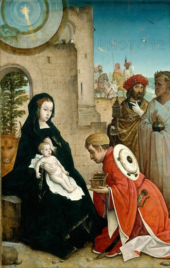 Juan de Flandes (Hispano-Flemish, active 1496-1519), The Adoration of the Magi, c. 1508-1519, oil on panel