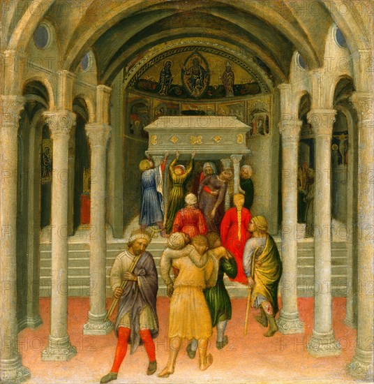 Gentile da Fabriano, The Crippled and Sick Cured at the Tomb of Saint Nicholas, Italian, c. 1370-1427, 1425, tempera on panel