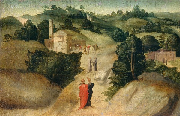 Giovanni Larciani (Master of the Kress Landscapes) (Italian, 1484-1527), Scenes from a Legend, probably c. 1515-1520, oil on canvas