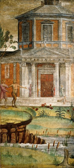 Bernardino Luini, Cephalus and Pan at the Temple of Diana, Italian, c. 1480-1532, c. 1520-1522, fresco