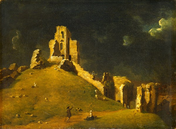 Corfe Castle, Dorset Okehampton Castle Signed and dated lower right: "J Richards 1764", John Inigo Richards, 1731-1810, British