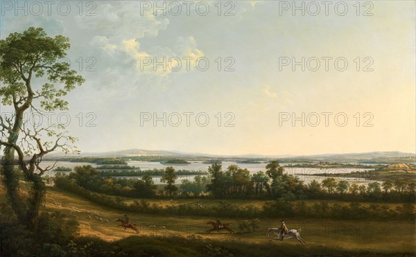 Lough Erne from Knock Ninney, with Bellisle in the distance, County Fermanagh, Ireland Foxhunting in Co. Fermanagh, Ireland, with a view of Lough Erne, Thomas Roberts, 1748-1778, British