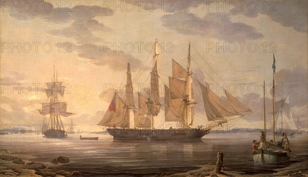 Ships in harbor Signed and dated lower right: "R.S. 1805", Robert Salmon, 1775-ca.1845, British