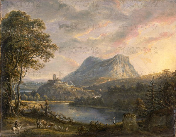 Landscape with a Lake Signed and dated, lower right: "PS RA | 1808", Paul Sandby, 1731-1809, British