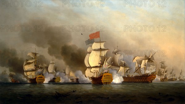 Vice Admiral Sir George Anson's Victory off Cape Finisterre Signed and dated, lower left: "S. Scott 1749", Samuel Scott, ca. 1702-1772, British