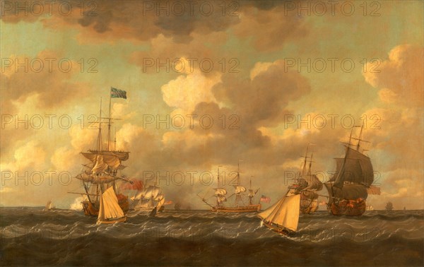 English Ships Coming to Anchor in a Fresh Breeze, Dominic Serres, 1722-1793, French