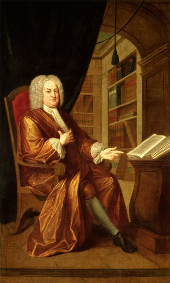 Benjamin Moreland, High Master of St. Paul's School Inscribed in brown paint, across bottom: "This portrait of Benjamin Moreland, now first master of St. Paul's School, was presented to the company by a society of gentlemen, educated by him at Hackney, as a testimonial of their esteem and gratitude", John Smibert, 1688-1751, British