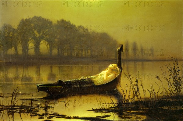 The Lady of Shalott Signed and dated in ocher paint, lower right: "Atkinson Grimshaw | 158 [...] 2x", John Atkinson Grimshaw, 1836-1893, British