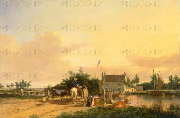 Buckenham Ferry, on the River Yare, Norfolk Signed and dated, lower left: "J. Stannard 1826", Joseph Stannard, 1797-1830, British