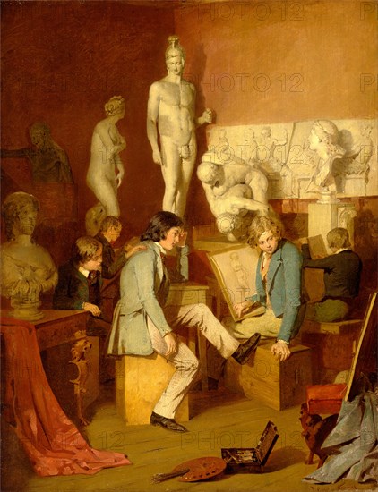 Interior of an Academy: The Critics Signed in brown paint, lower right: "Wmstewart [...]", William Stewart, active 1847-1856, British