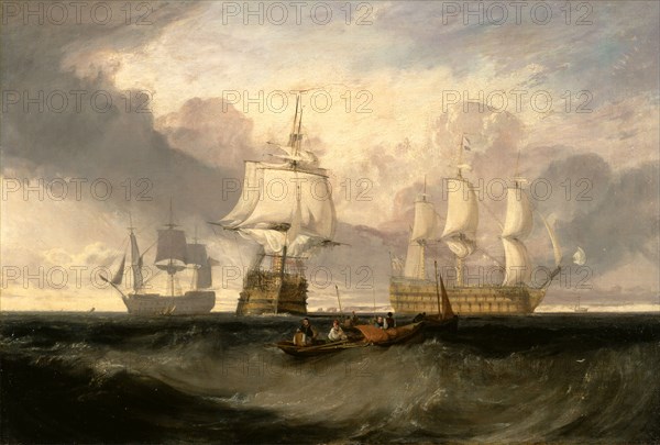 The Victory Returning from Trafalgar, in Three Positions The "Victory" returning from Trafalgar Inscription lower right, illegible., Joseph Mallord William Turner, 1775-1851, British