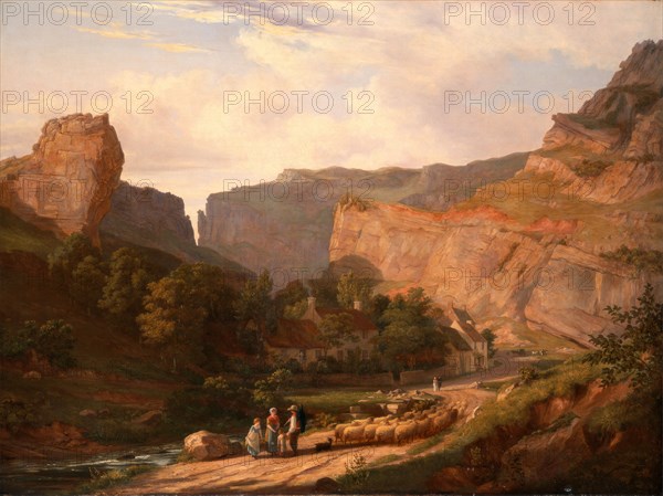 A View of Cheddar Gorge Signed in white paint, lower right: "G Vincent", George Vincent, 1796-1832, British