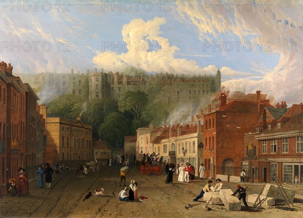 A View of Thames Street, Windsor, Windsor Eton London Carriage, Swann Inn George Vincent, 1796-1832, British