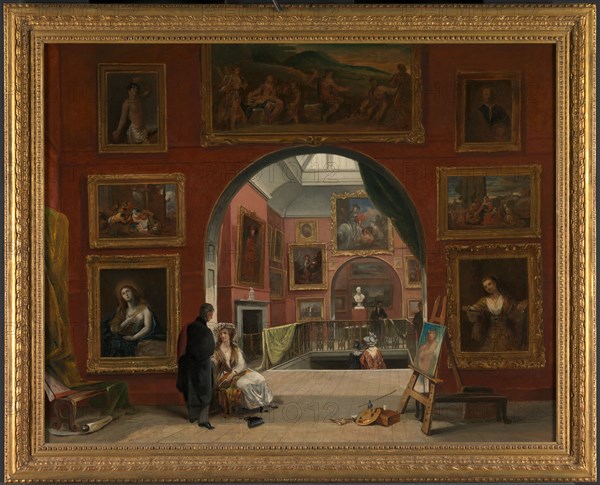 Interior of the British Institution (Old Master Exhibition, Summer 1832) Signed and dated in white paint, lower right: "Alfred Woolmer | 1833", Alfred Joseph Woolmer, 1805-1892, British