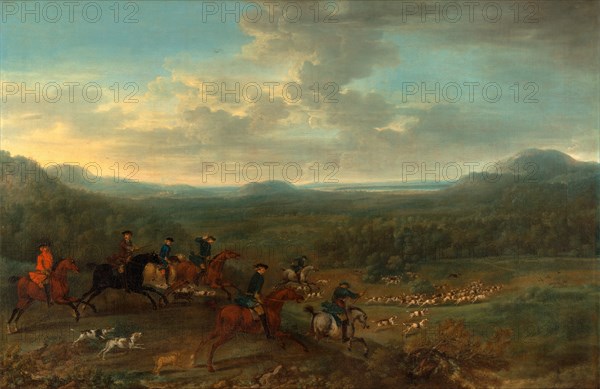 A Fox Hunt Signed in black paint, lower center: " J Wootton", John Wootton, 1682-1764, British