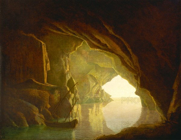 A Grotto in the Gulf of Salerno, Sunset A Grotto in the Gulf of Salernum Possibly signed lower left: "J W", Joseph Wright of Derby, 1734-1797, British
