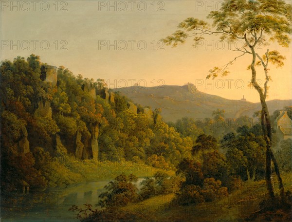 Matlock Dale, looking toward Black Rock Escarpment, Joseph Wright of Derby, 1734-1797, British