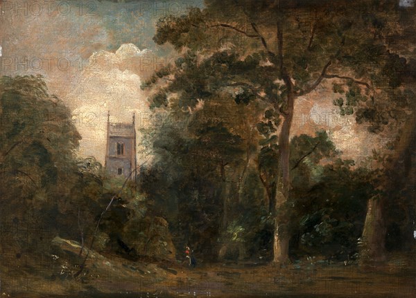 A Church in the Trees Stoke-by-Nayland Church, Attributed to John Constable, 1776-1837, British