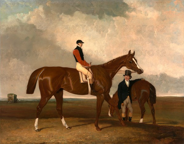 Elis' at Doncaster, Ridden by John Day, with his Van in the Background Inscribed, lower center: "Elis | Ridden by | John Day"; lower right: "John Doe", Abraham Cooper, 1787-1868, British
