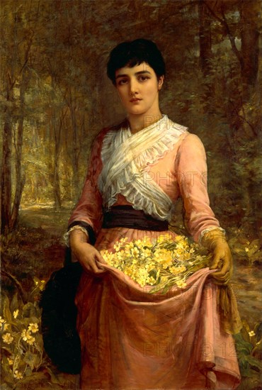 The Daughters of Our Empire. England: The Primrose Signed and dated in brown paint, lower left: "EL 1887" (initials in monogram), Edwin Long, 1829-1891, British