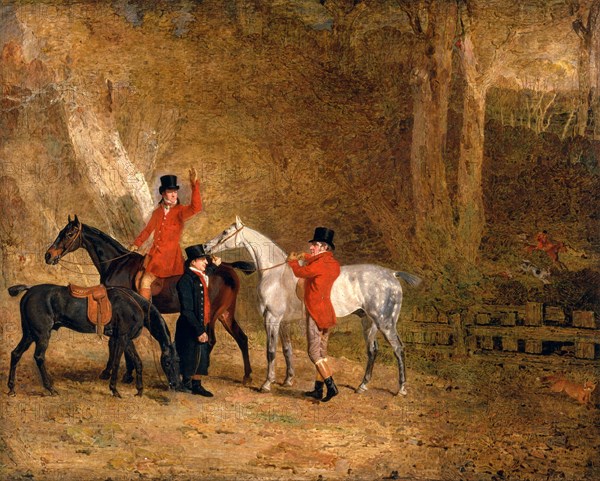 Foxhunting Scene Fox Hunting: Two Gentlemen with a Groom The Englington Brothers Signed and dated, lower left: "B. Marshall P[?] | 1808", Benjamin Marshall, 1767-1835, British