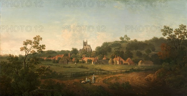 A Distant View of Hythe Village and Church, Kent Signed, lower center: "A. Nelson", Arthur Nelson, active 1765-1773, British