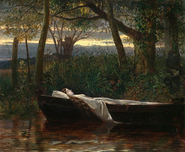 The Lady of Shalott Signed and dated in black paint, lower left: "18 WC[in monogram] 62", Walter Crane, 1845-1915, British