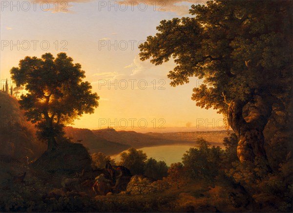 Lake Albano, Italy Signed and dated, lower right: "Tho Jones. | MDCCLXVII | Roma" [1777], Thomas Jones, 1742-1803, British