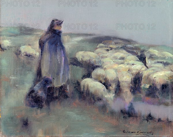 A Shepherdess Signed in black paint, lower right: "William Kennedy", William Kennedy, 1859-1918, British
