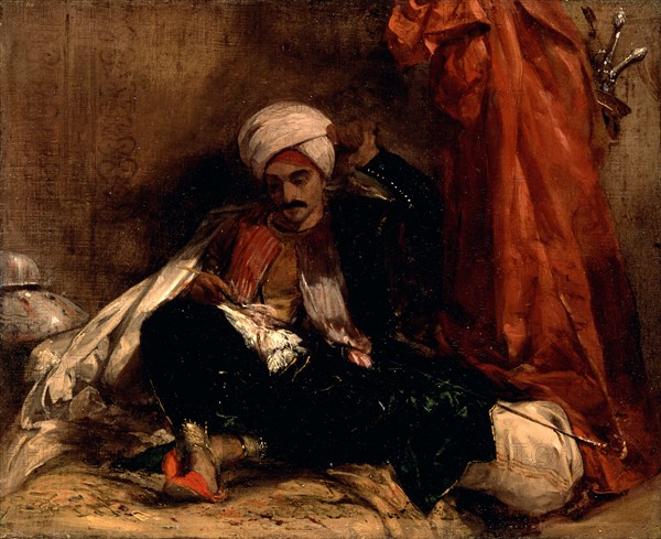 Seated Turk A Turk Enjoying a Siesta, Richard Parkes Bonington, 1802-1828, British