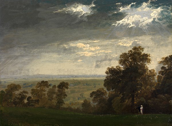 Landscape, Possibly the Isle of Wight or Richmond Hill Two figures in a landscape (possibly the Isle of Wight, or Richmond Hill), John Martin, 1789-1854, British