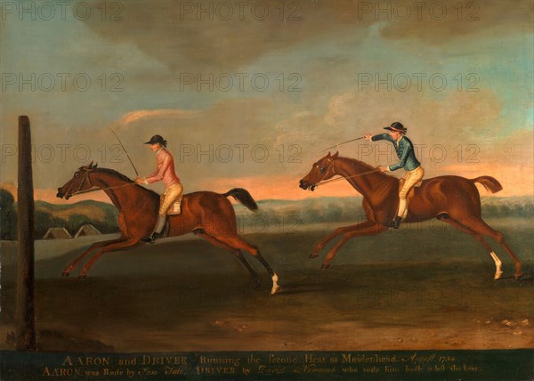 The Match between Aaron and Driver at Maidenhead, Aug. 1754: Aaron winning the Second Heat, c. 1754 Inscribed with text Dated, lower right: "August 1754", Richard Roper, active 1749-1765, British