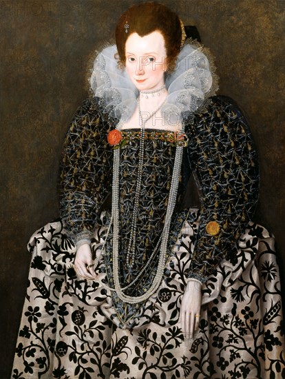 Portrait of a Woman, Traditionally Identified as Mary Clopton (born Waldegrave), of Kentwell Hall, Suffolk A Woman Called Lady Clopton of Kentwell Hall, Robert Peake the Elder, ca. 1551-1619, British