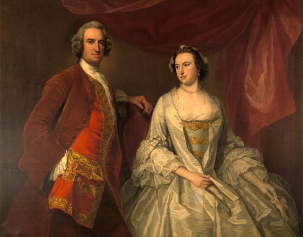 A Man and a Woman, Possibly of the Missing Family, of Little Park House, Wickham, Hampshire Signed and dated, lower right: " Knapton | 1747", George Knapton, 1698-1778, British