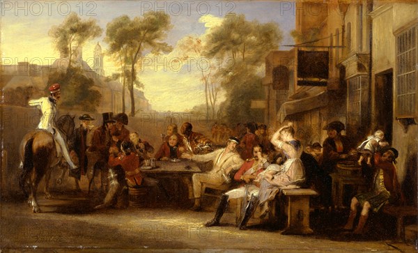 Chelsea Pensioners Receiving the Gazette Announcing the Battle of Waterloo Signed in brown paint, lower left: "Wilkie", Sir David Wilkie, 1785-1841, British