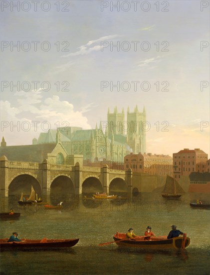London, Westminster Abbey and Bridge Westminster Abbey and Westminster Bridge Seen from the South, Joseph Farington, 1747-1821, British