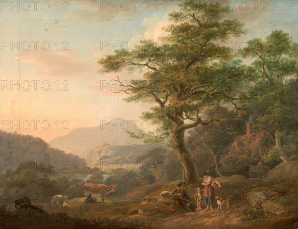 A Landscape with Figures Signed, lower right: "N. Pocock | 179[?]", Nicholas Pocock, 1740-1821, British