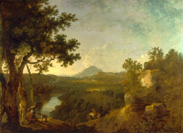 View near Wynnstay, the Seat of Sir Watkin Williams-Wynn, BT. View near Wynnstay, Seat of Sir Watkin Williams-Wynn A View near Wynnstay with Dinas Bran in the distance, Richard Wilson, 1714-1782, British