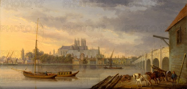 A View of Westminster Bridge and the Abbey from the South Side, London Signed, lower right: "W[?]", William Anderson, 1757-1837, British