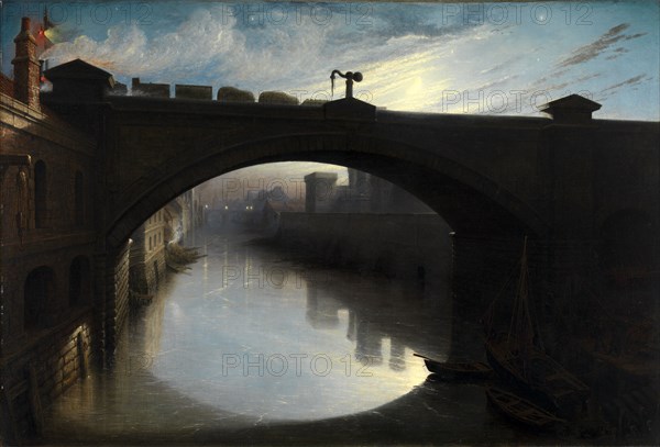 Railway Bridge over the River Cart, Paisley Signed and dated in black paint, lower right: "18 WHP[in monogram] 57", Walter Hugh Paton, 1828-1895, British