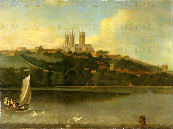 A View of the Cathedral and City of Lincoln from the River, Joseph Baker of Lincoln, active 1742-1770, British