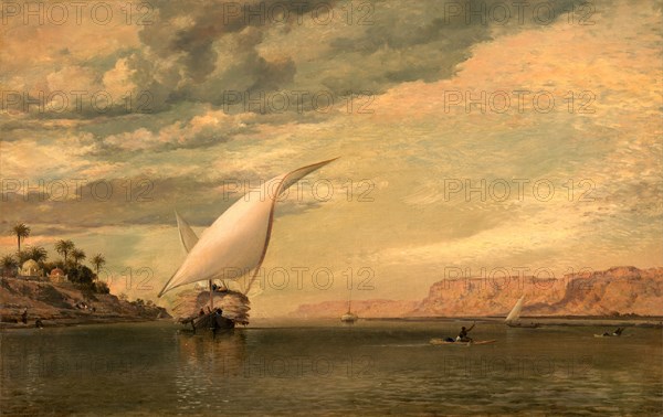 On the Nile Signed and dated, black paint, lower left: "E.W. Cooke | 1860", Edward William Cooke, 1811-1880, British